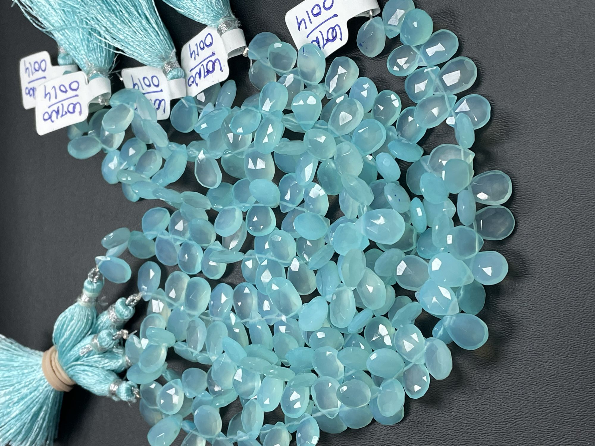 Aqua Chalcedony Pear Faceted