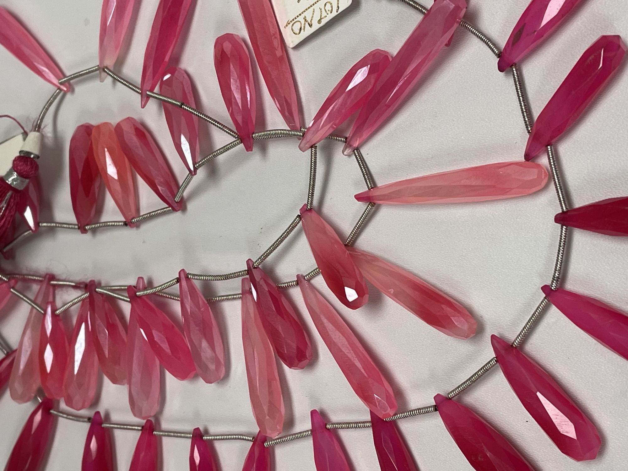 Pink Chalcedony Long Drop Faceted