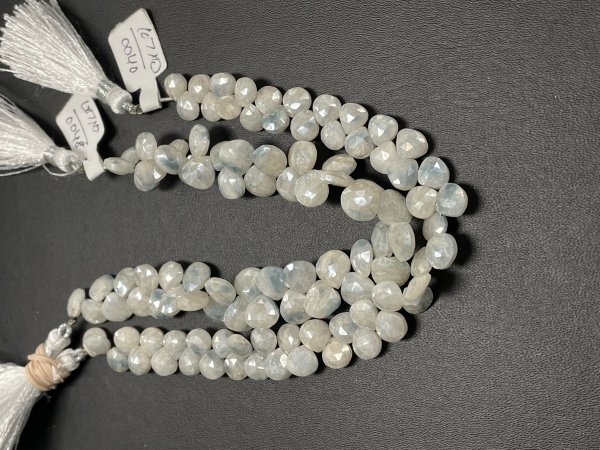 Blue White Silverite Heart Faceted