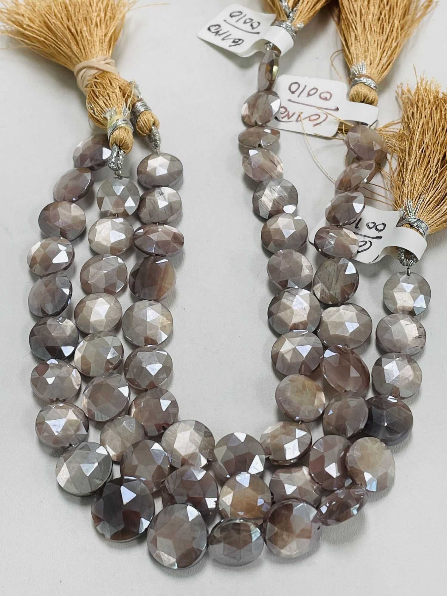 Coated Moonstone Coin Faceted