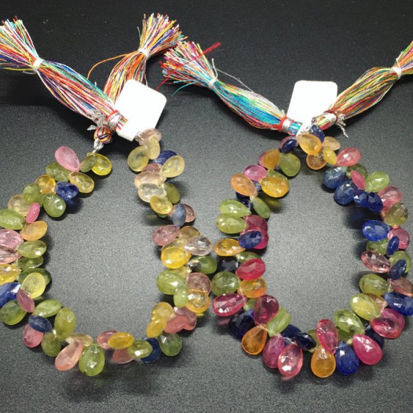 Multi sapphire pears Faceted