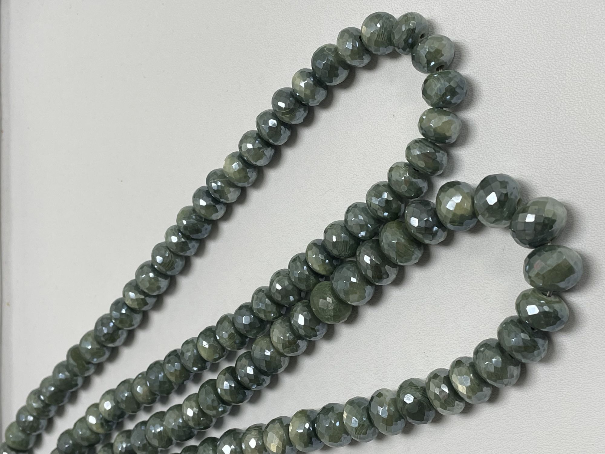 Green Coated Moonstone Rondelle Faceted