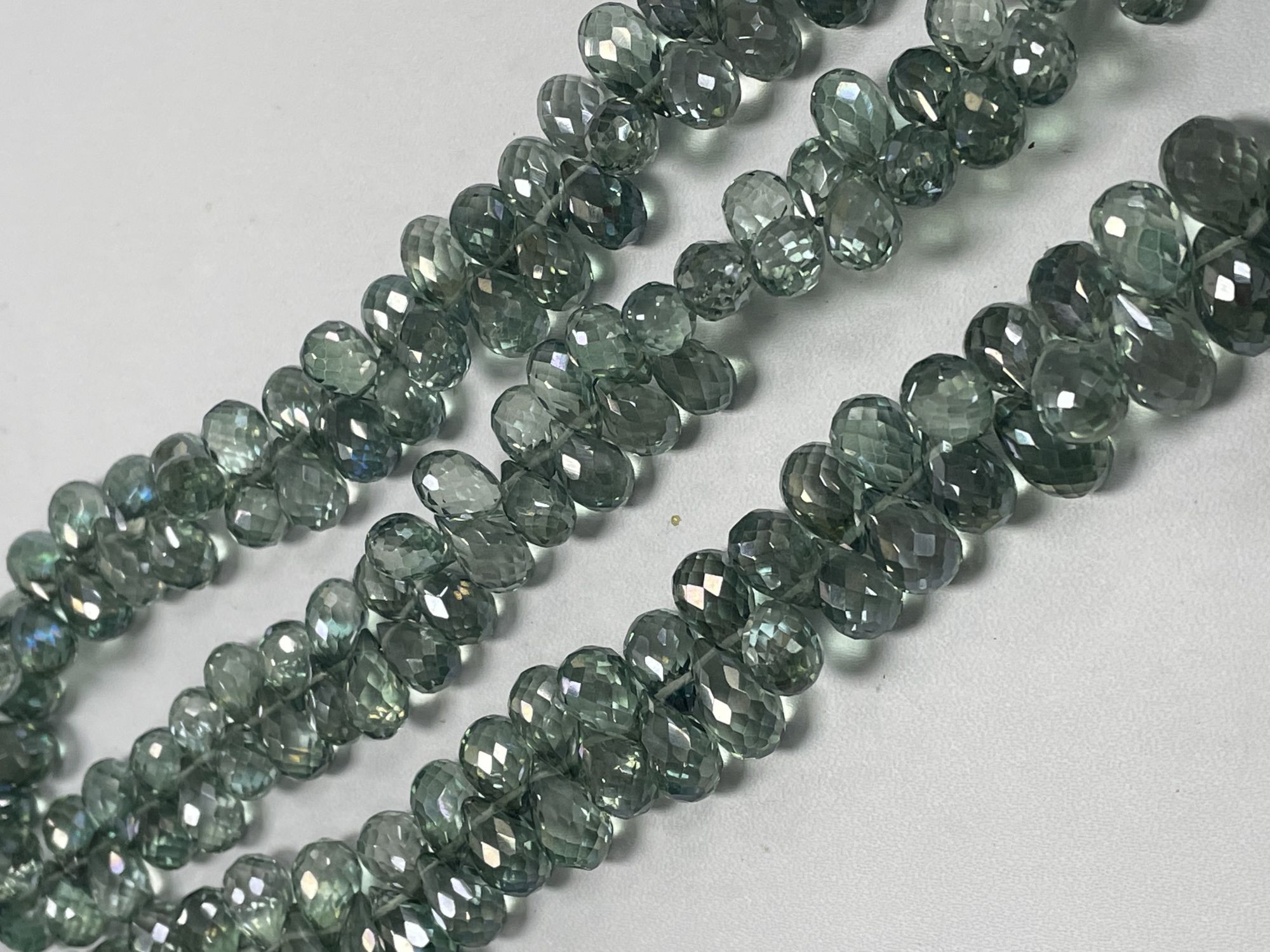 Green Mystic Quartz Drop Faceted