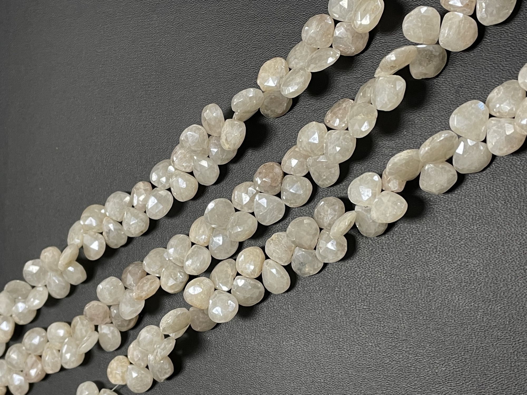Pearl White Silverite Heart Faceted
