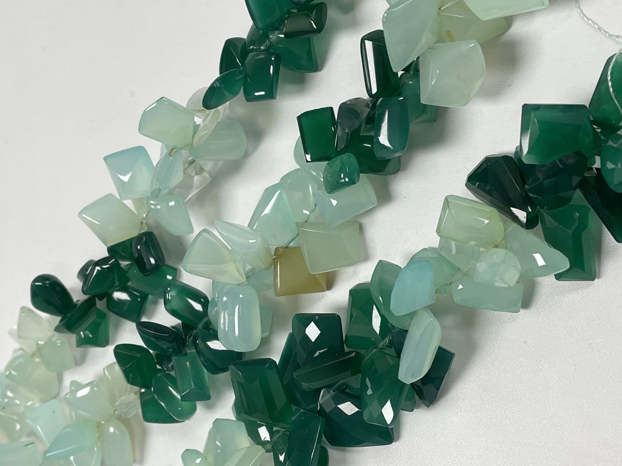 Shaded Green Chalcedony Funky Cut Faceted