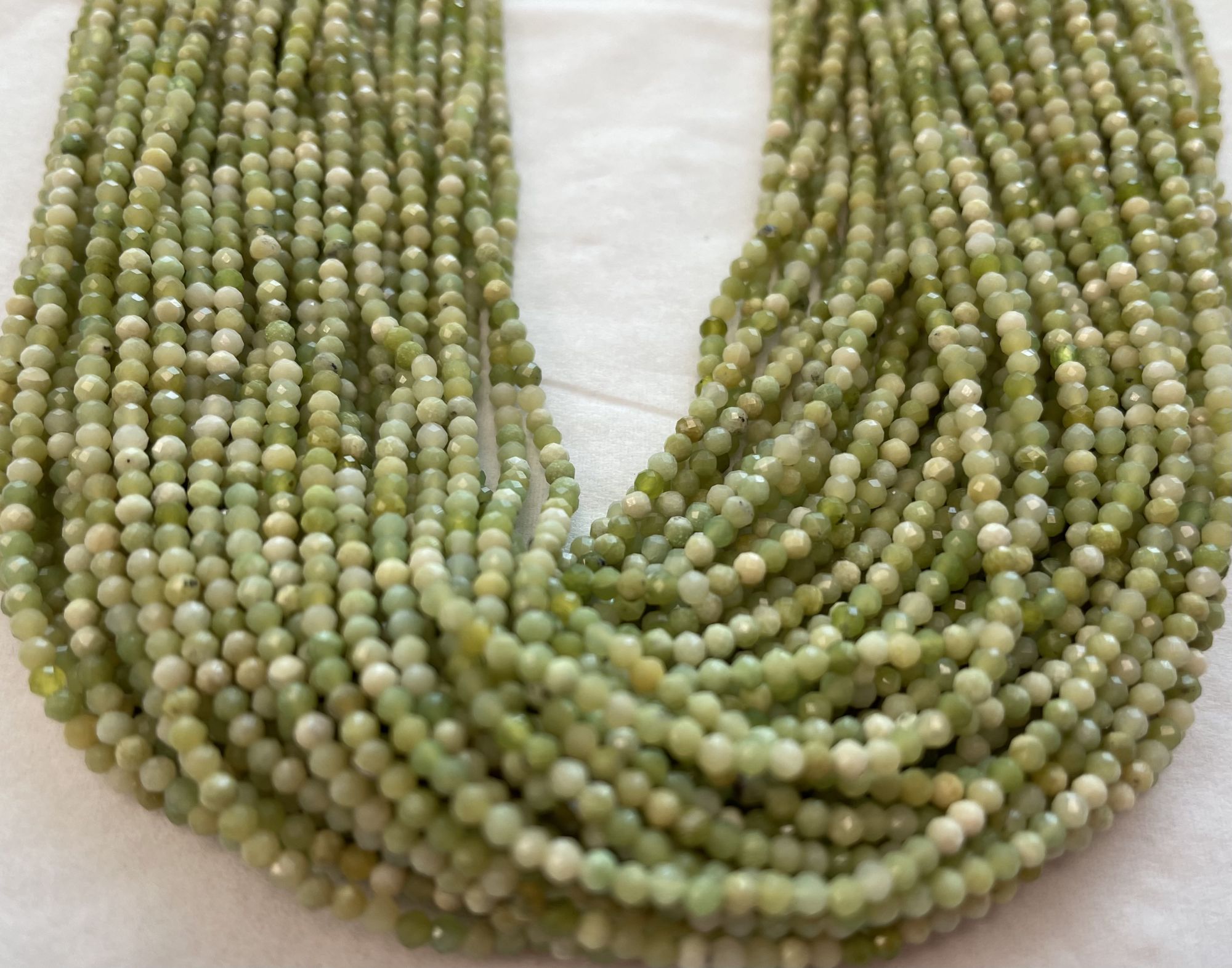 Green Opal Rondelles Faceted