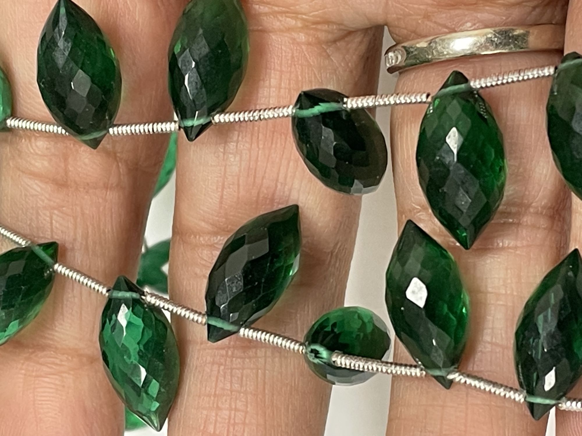 Green Hydro Quartz Puff Marquise Faceted