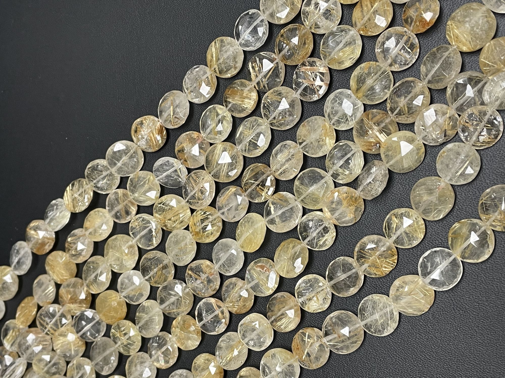 Golden Rutilated Quartz Coin Faceted