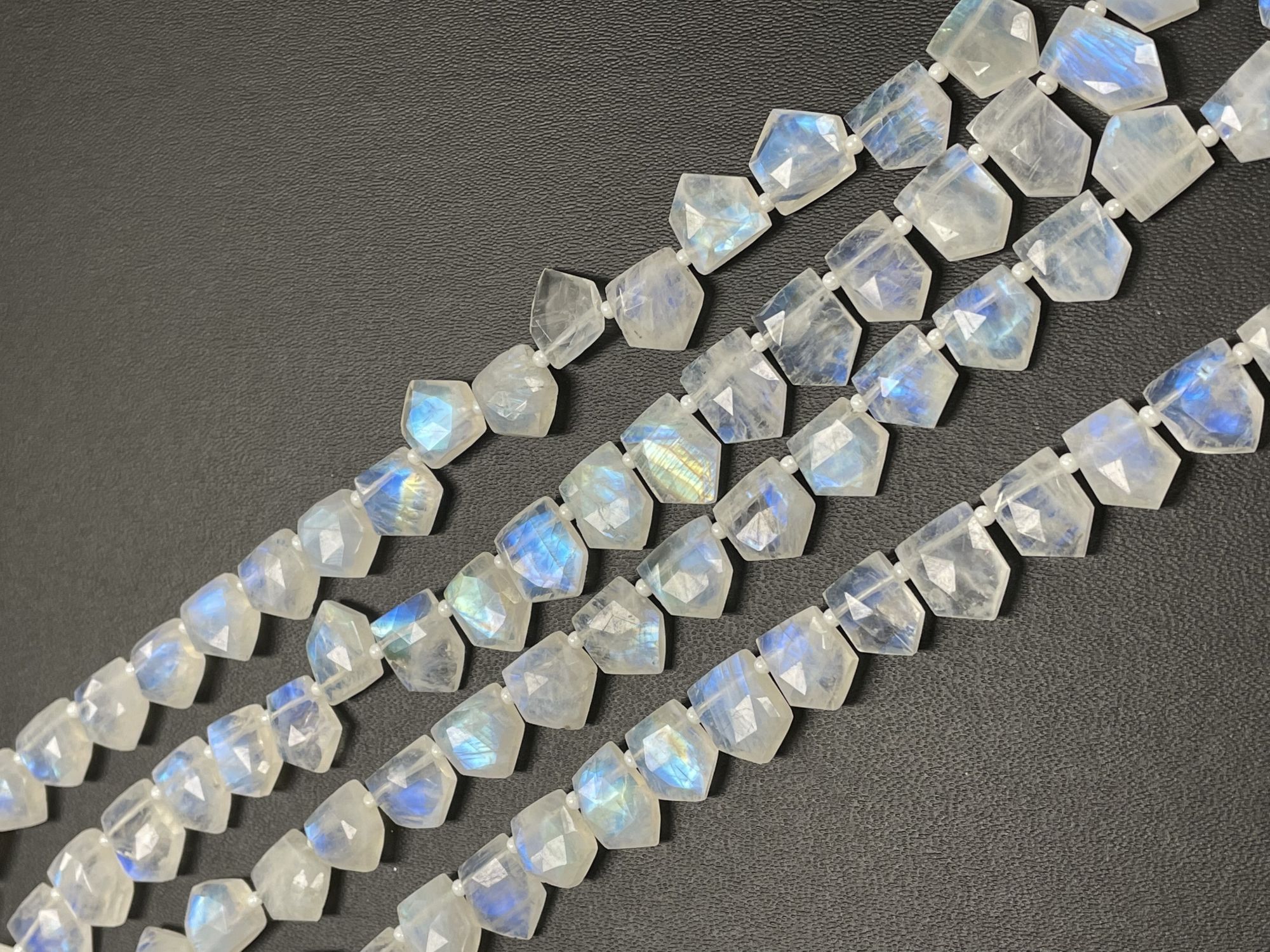 Rainbow Moonstone Fan Cut Faceted
