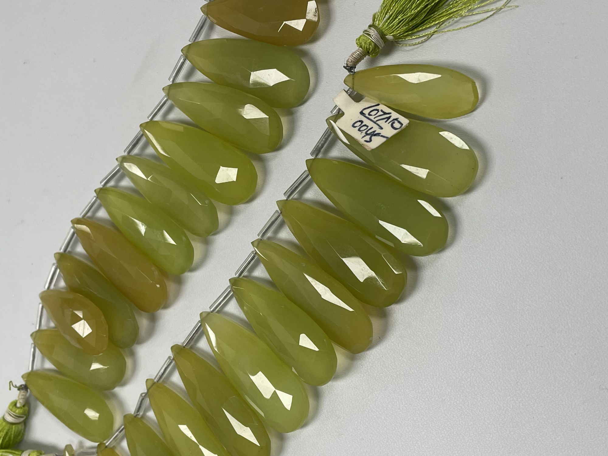 Green Chalcedony Long Pear Faceted