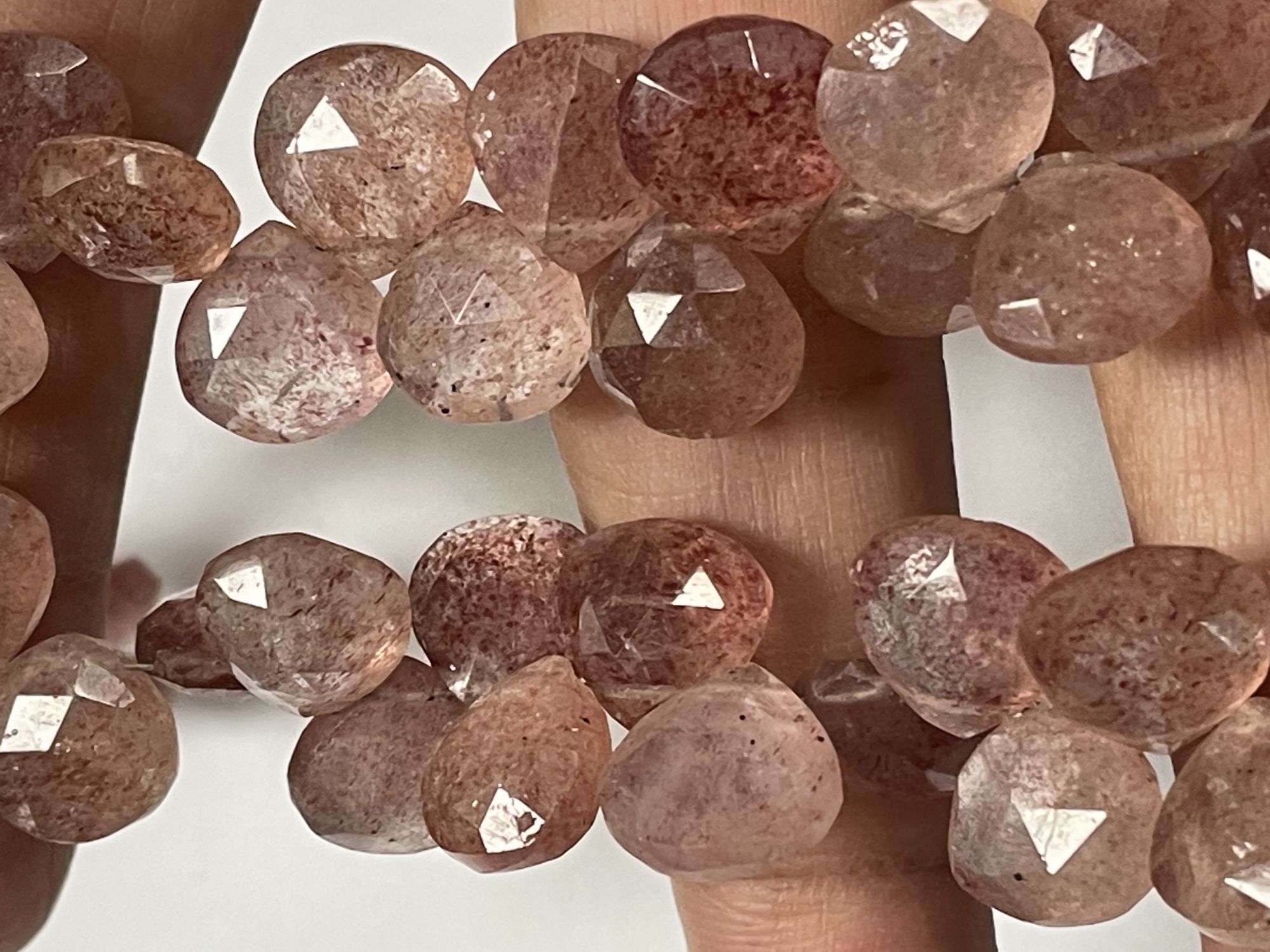 Pink Strawberry Quartz Heart Faceted