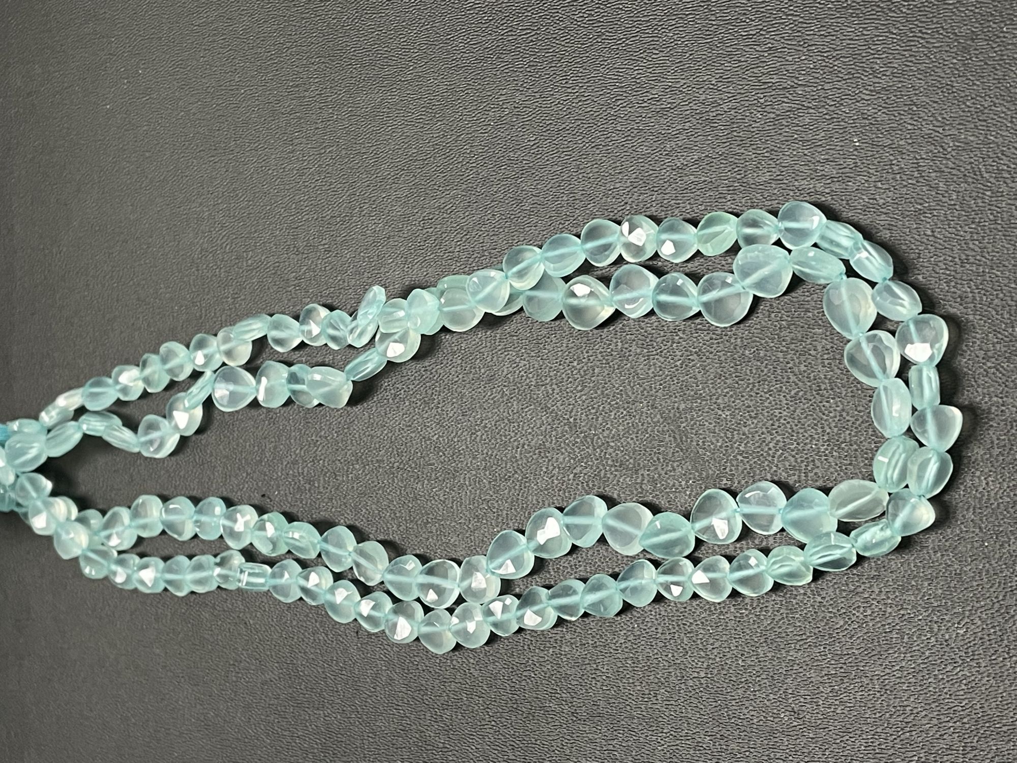 Aqua Chalcedony Heart Straight Drill Faceted