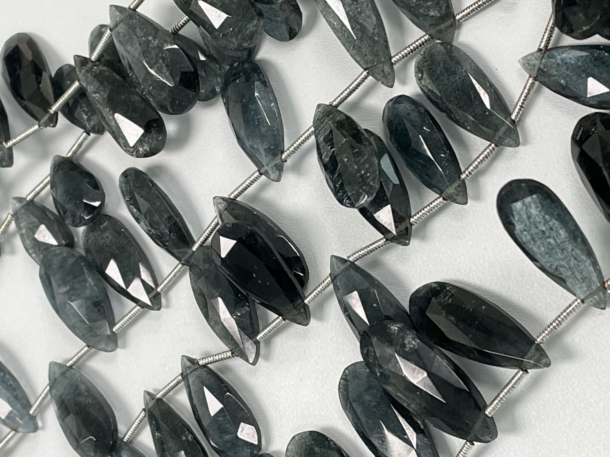 Moss Aquamarine Long Pear Faceted