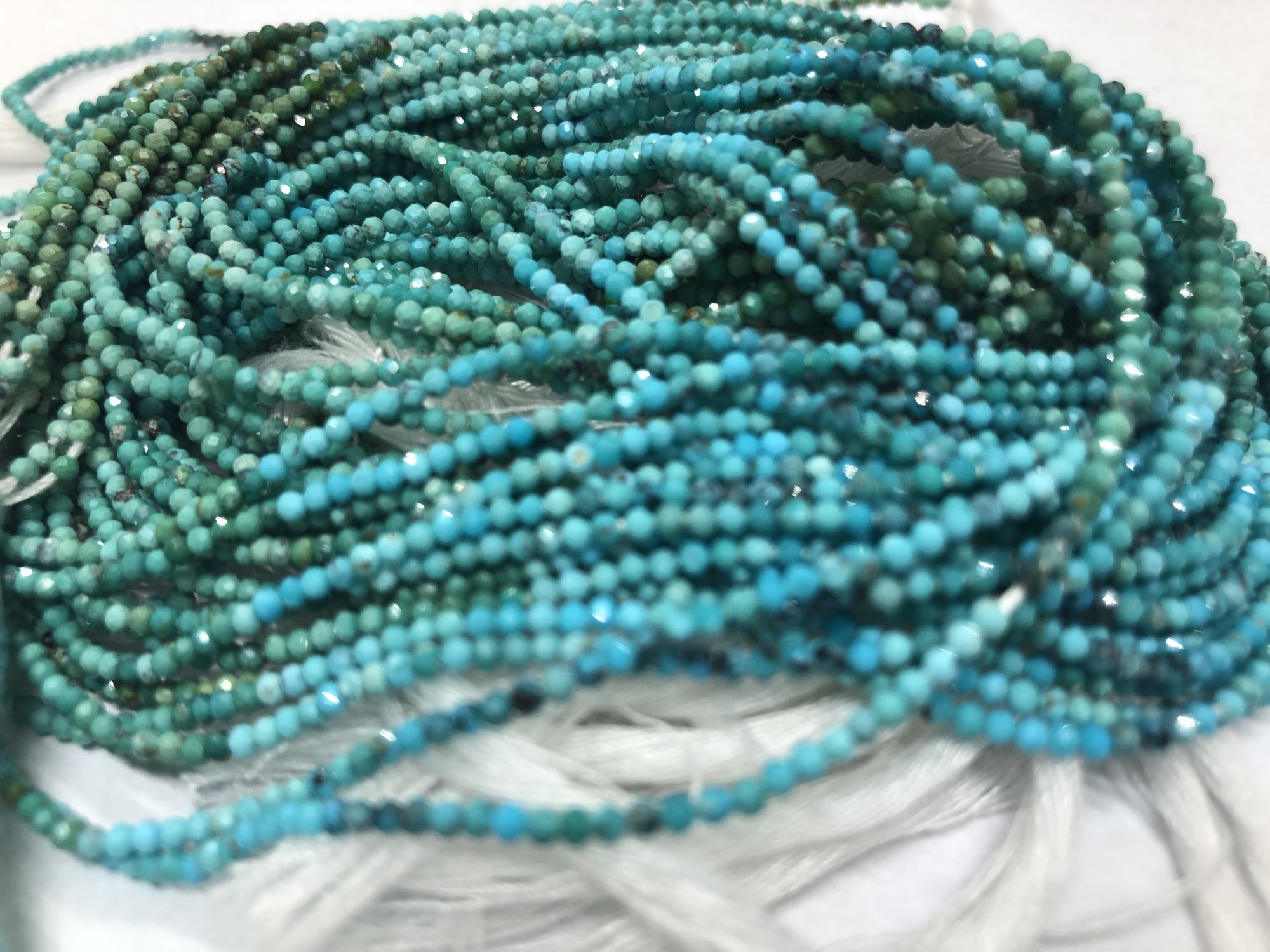 Shaded Arizona Sleeping Beauty Turquoise Rondelle Faceted