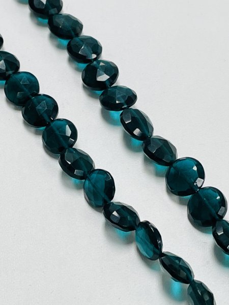 Dark Teal Hydro Quartz Coin Faceted