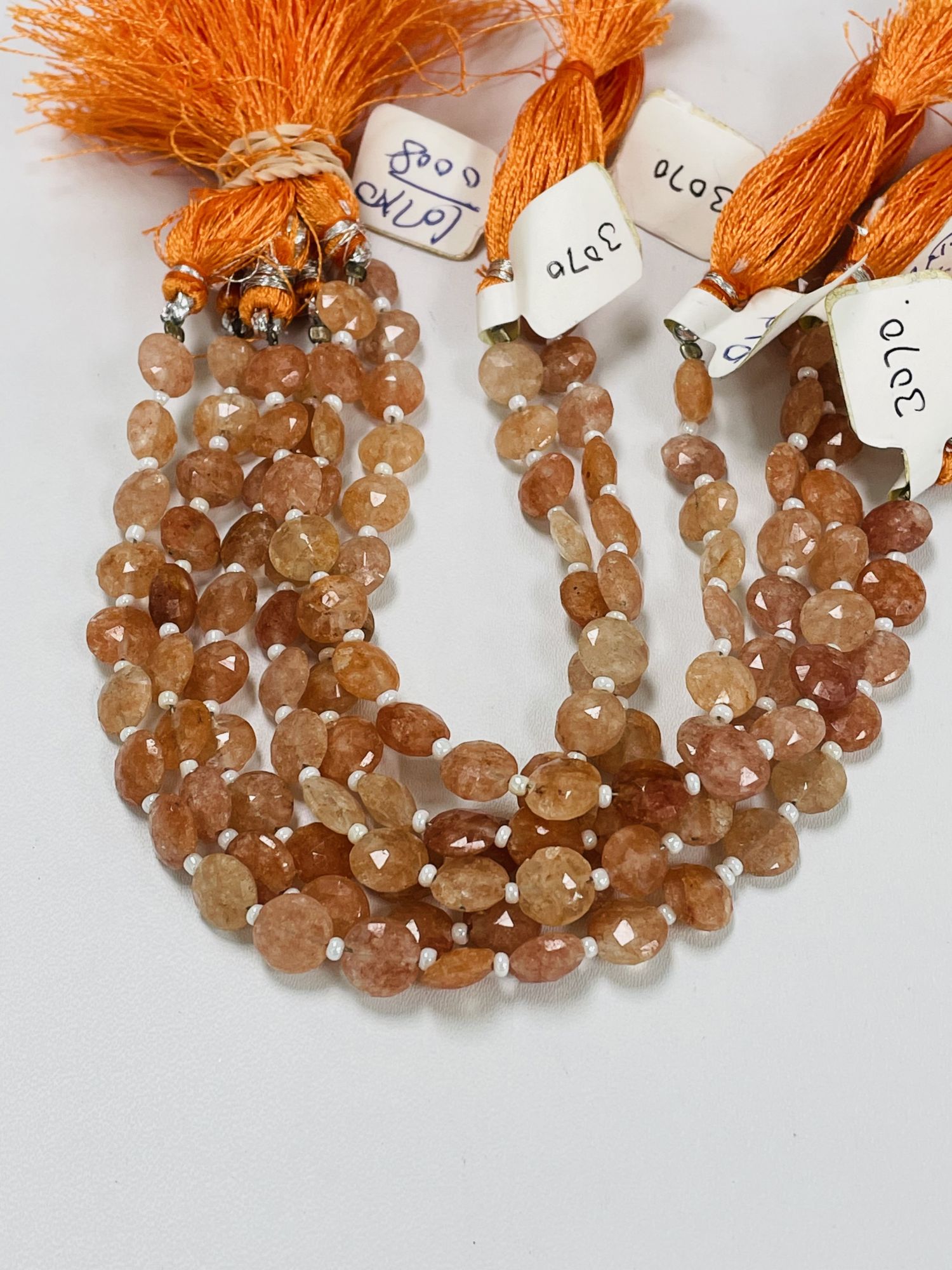 Peach Strawberry Quartz Coin Faceted