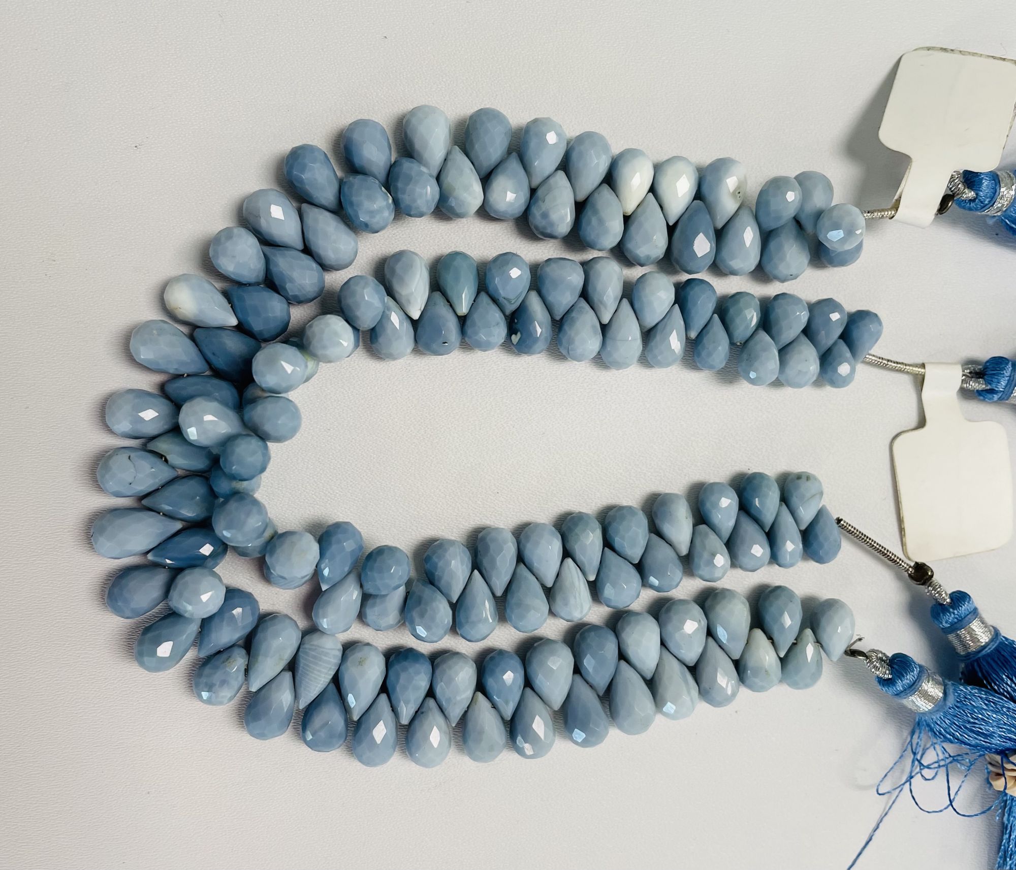 Blue Peruvian Opal Drops Faceted