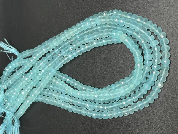 Aqua Chalcedony Rondelle Faceted