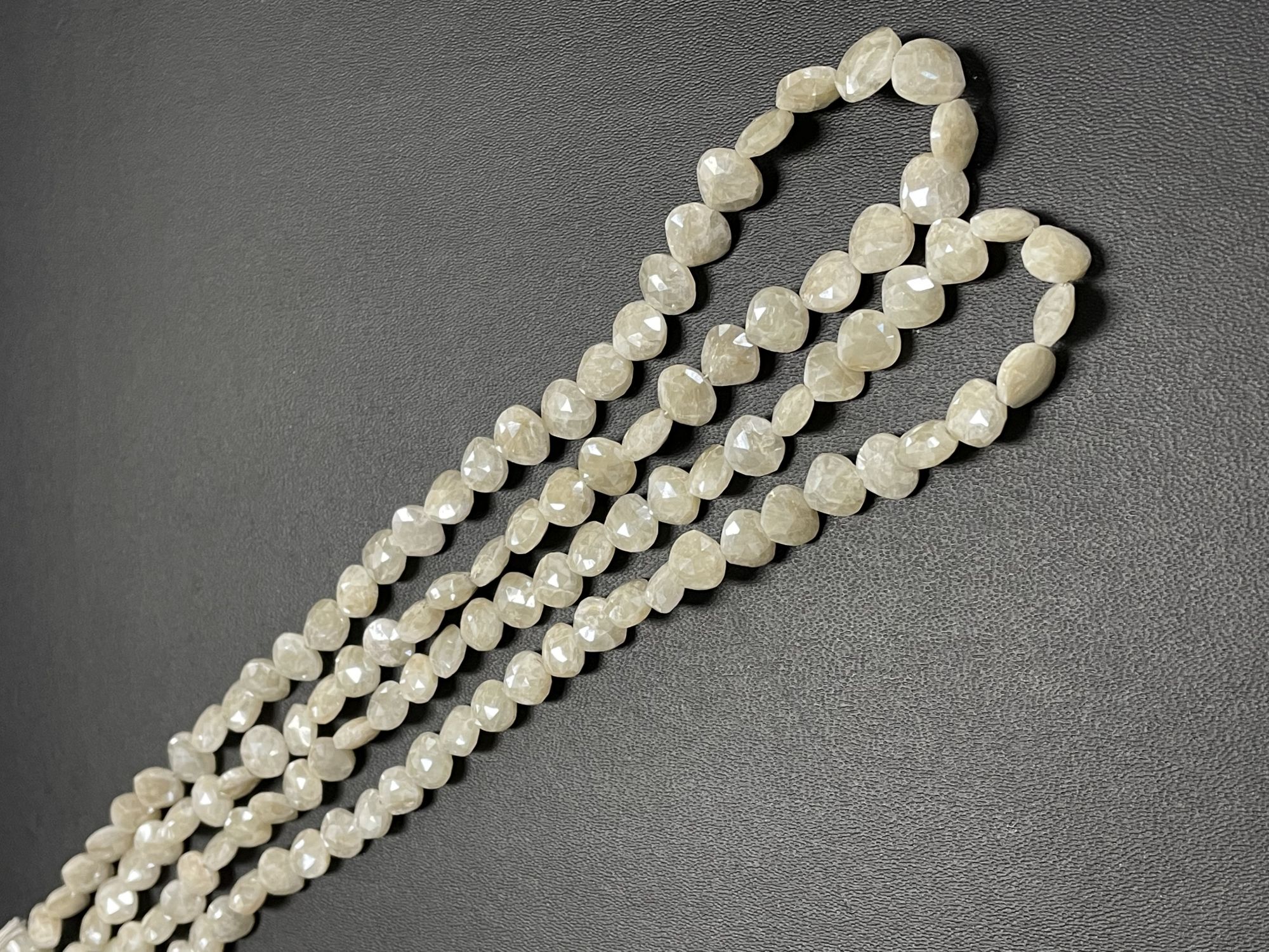 Pearl White Silverite Heart Faceted