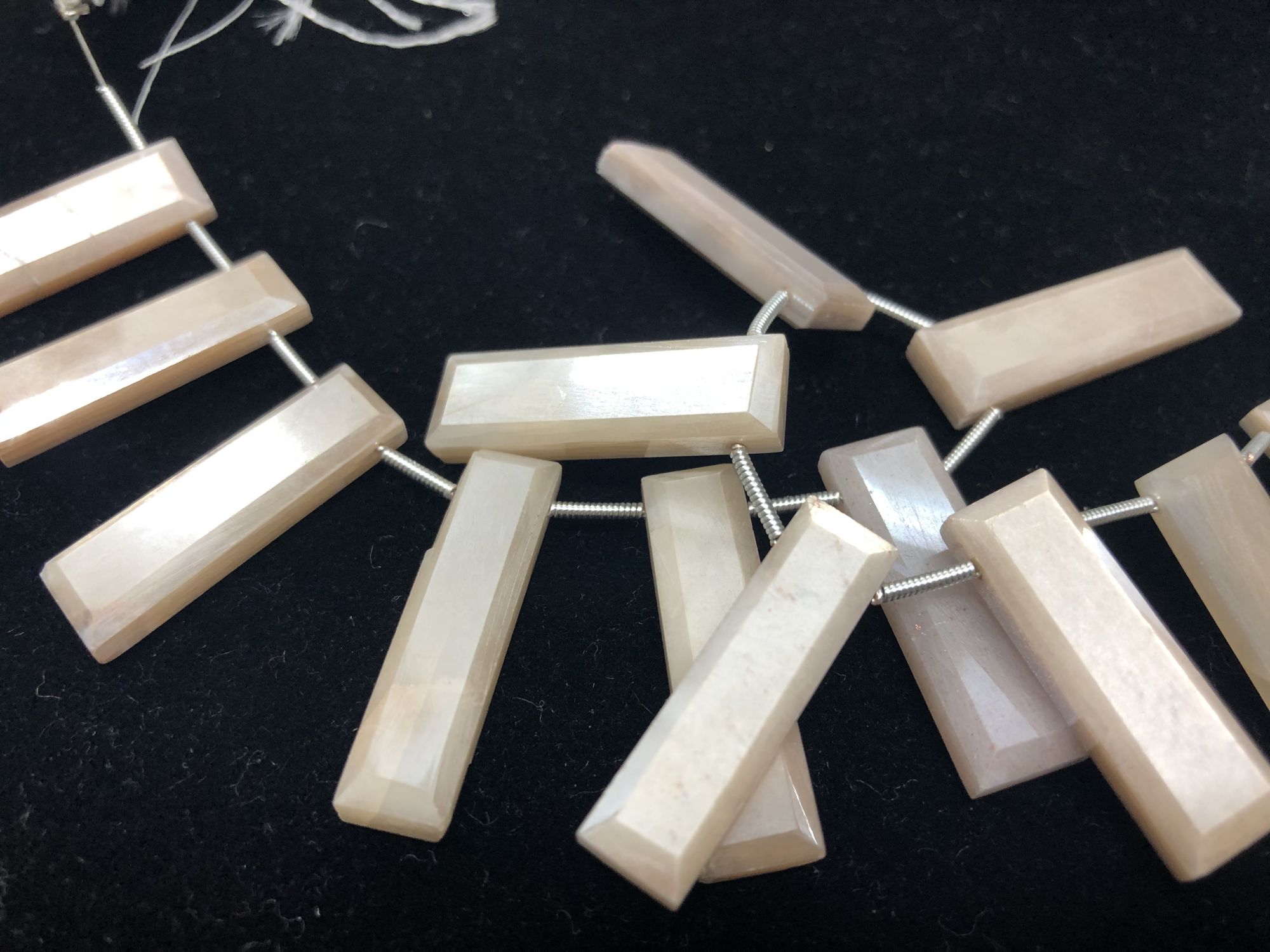 Cream Moonstone Rectangles Faceted