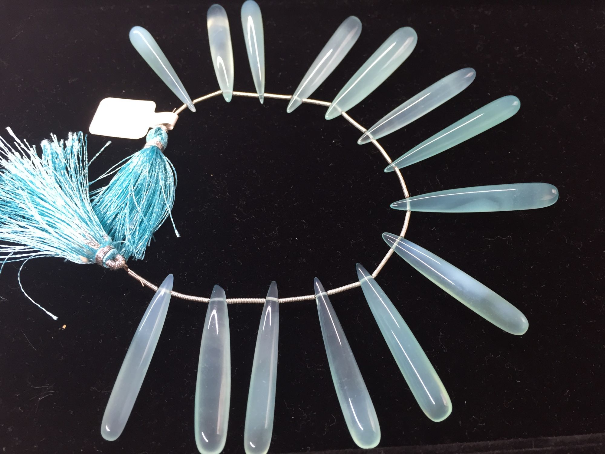 Aqua Chalcedony Long Drops Smooth