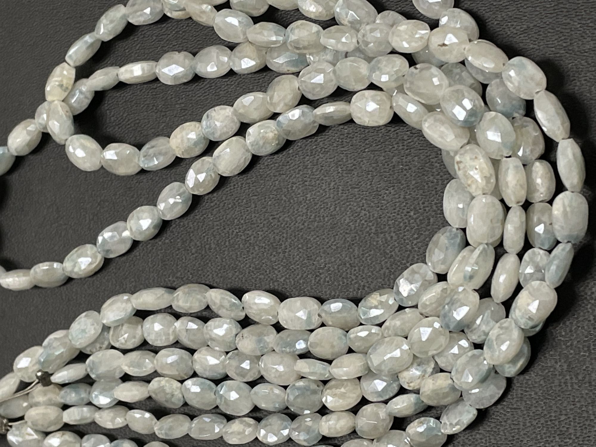 Blue White Silverite Oval Faceted