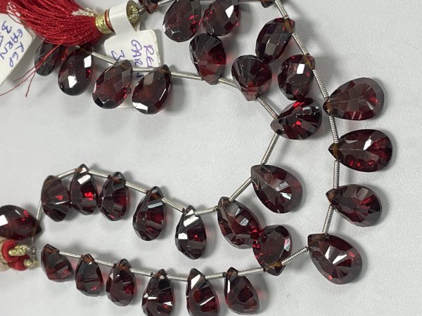Red Garnet Pear Concave Faceted