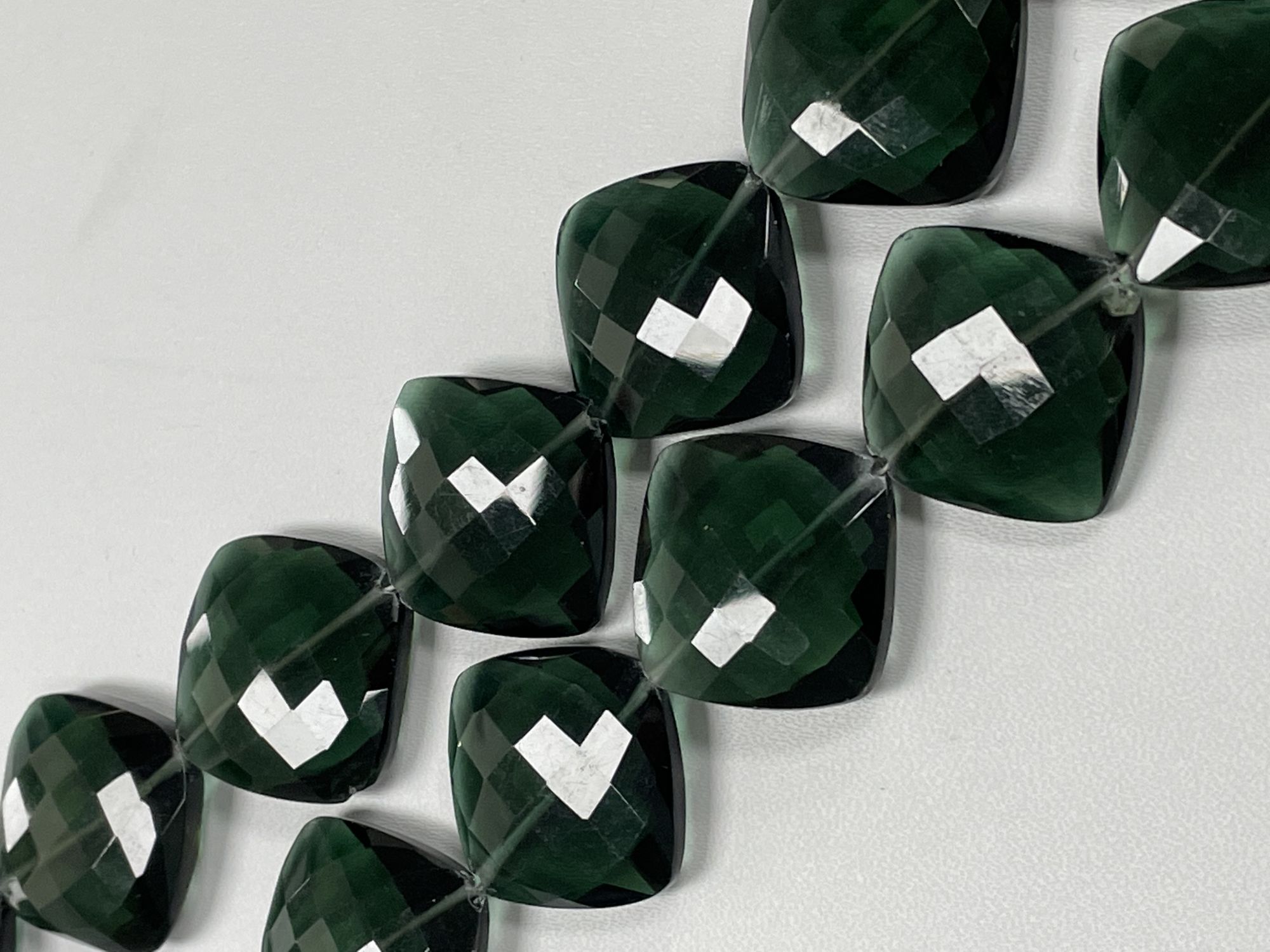 Forest Green Hydro Quartz Cushion Faceted