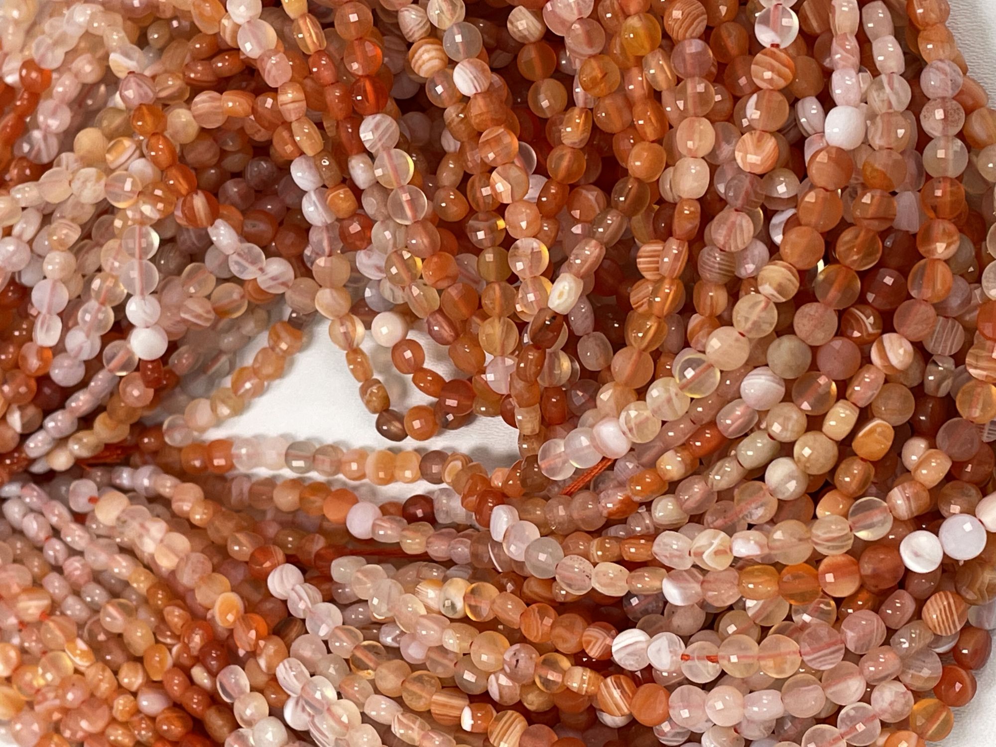 Shaded Orange Carnelian Coin Faceted