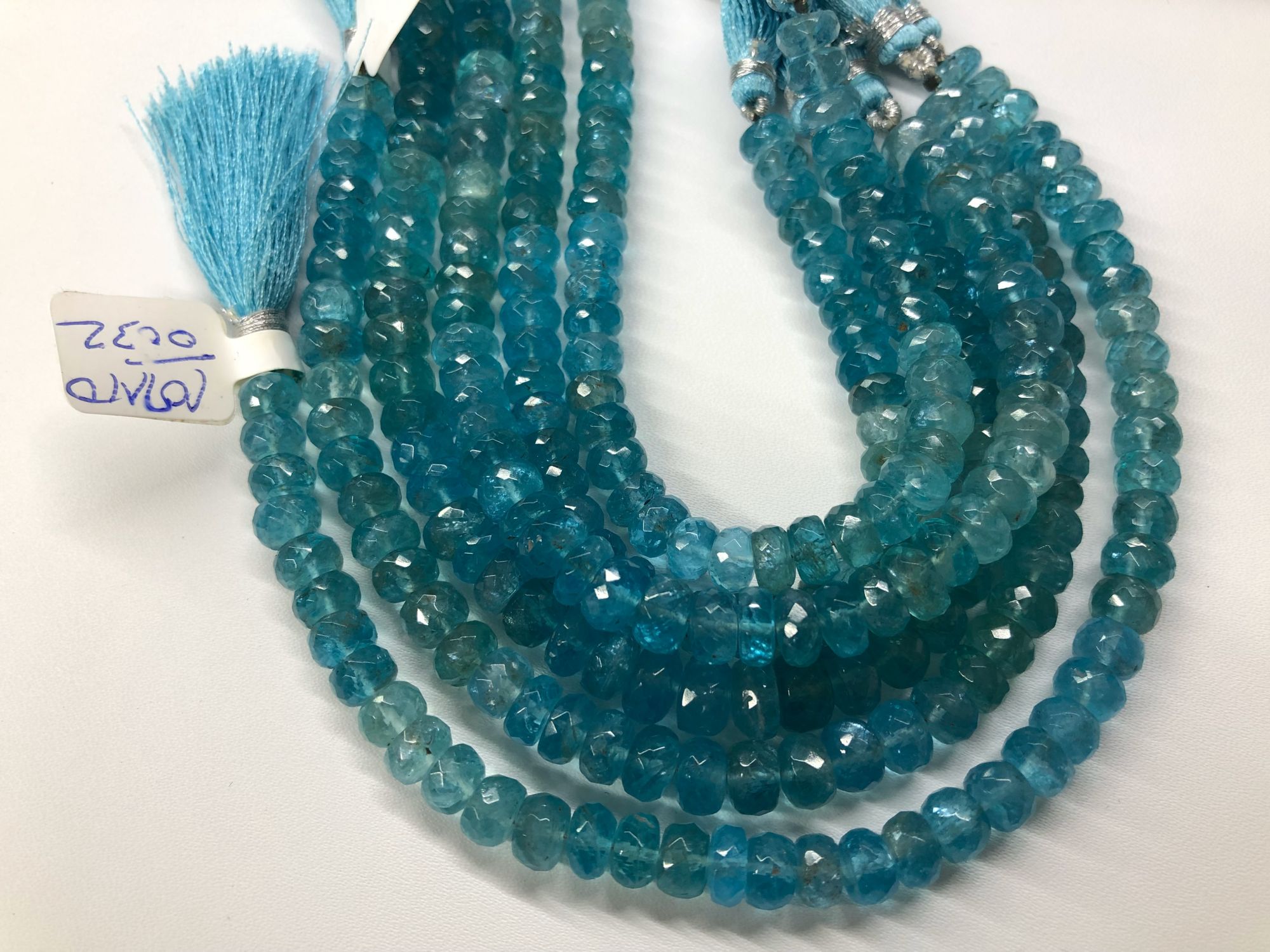 Sea-Green Apatite Rondelles Faceted