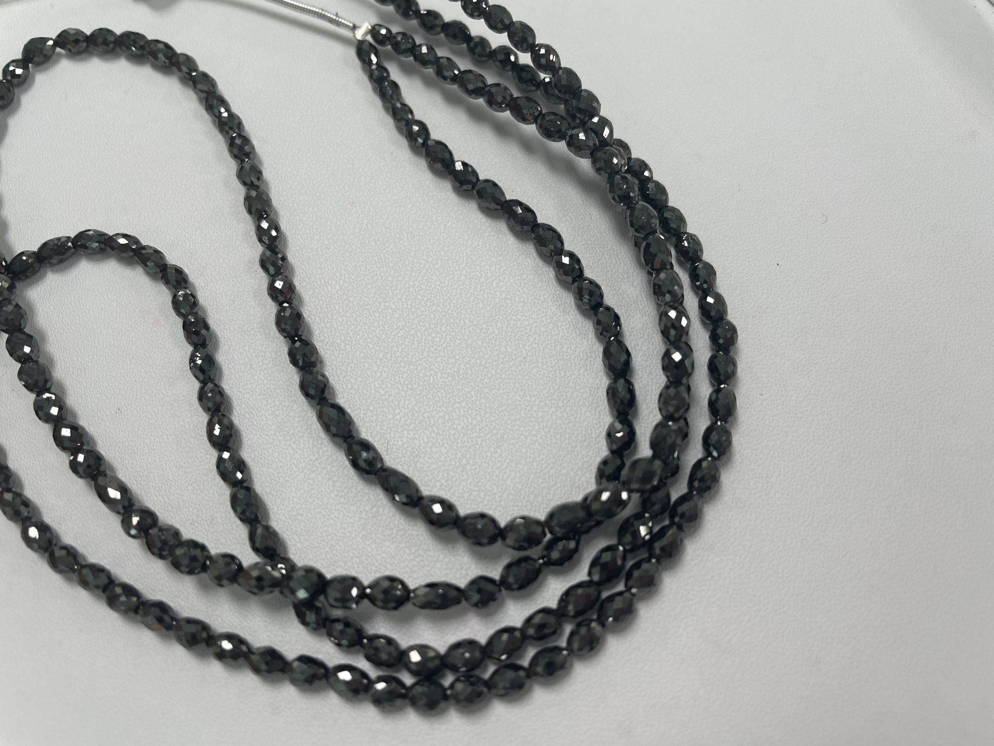 Natural Black Diamond Oval Beads Faceted