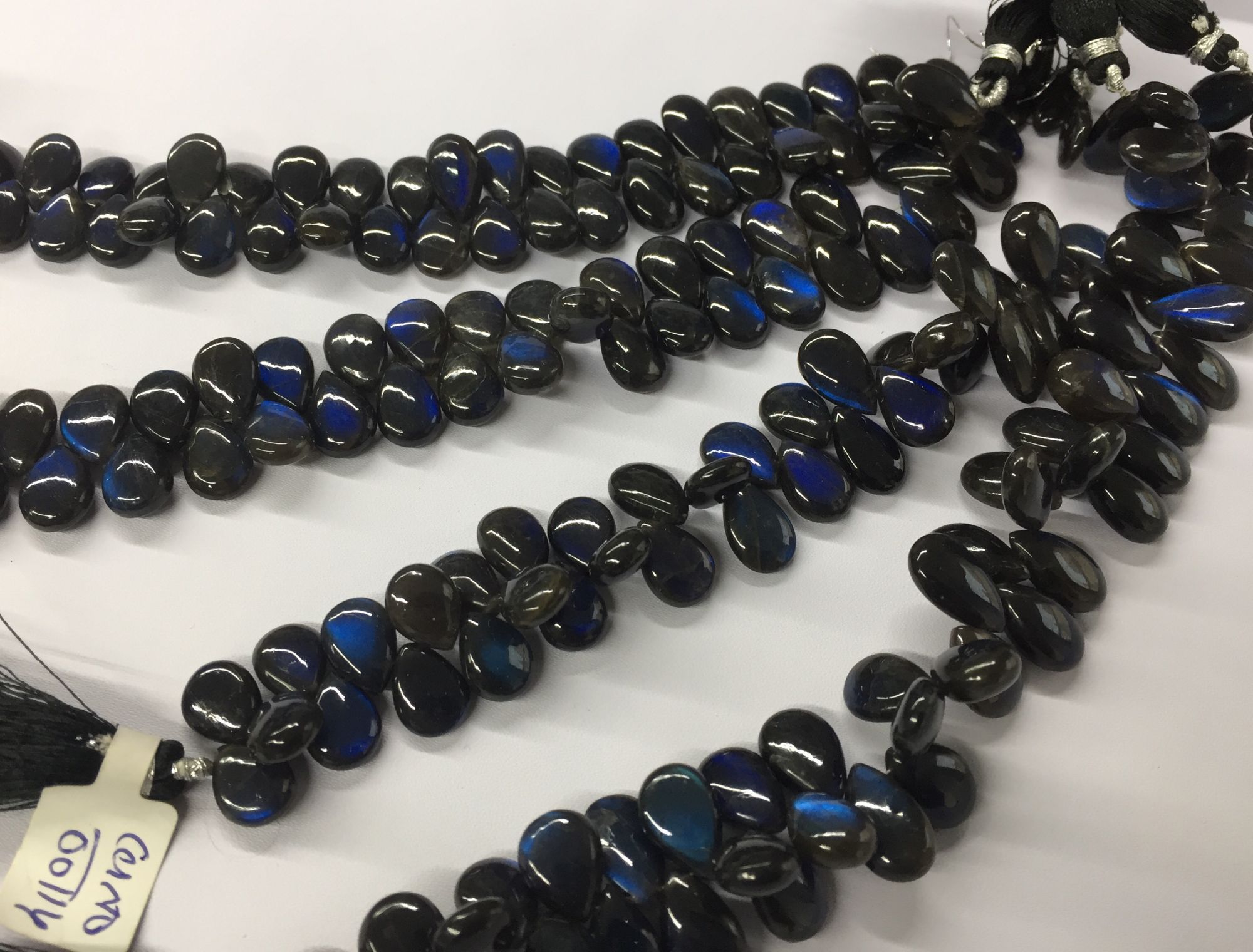 Natural Black Labradorite Pears Smooth