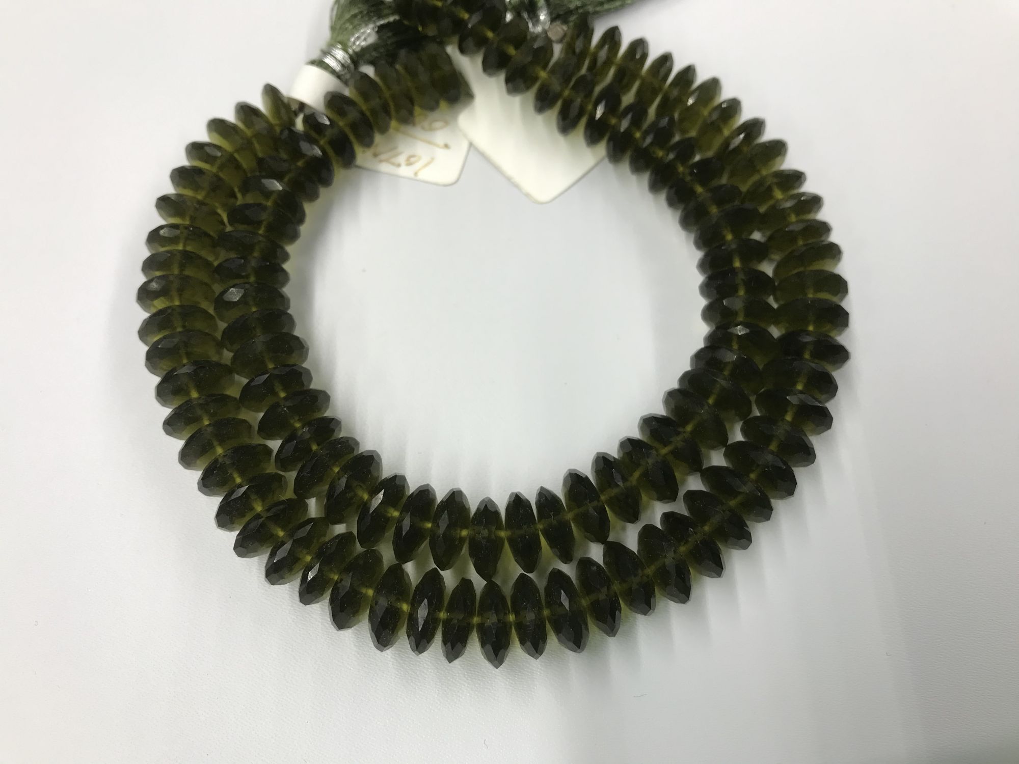 Olive Green Hydro Quartz Disc Faceted