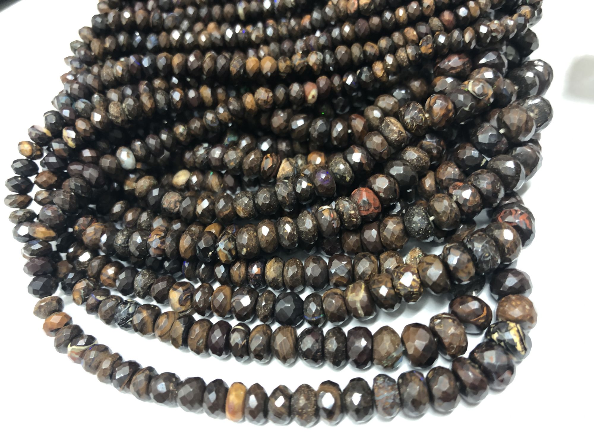 Natural Boulder Opal Rondelles Faceted