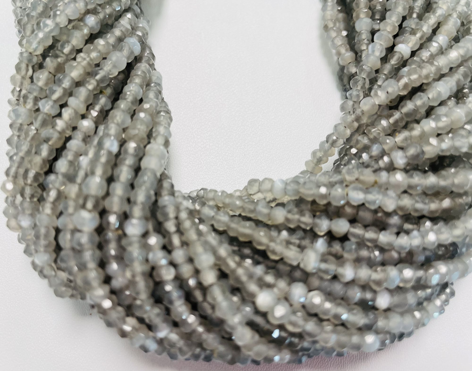 Grey Moonstone Rondelle Faceted