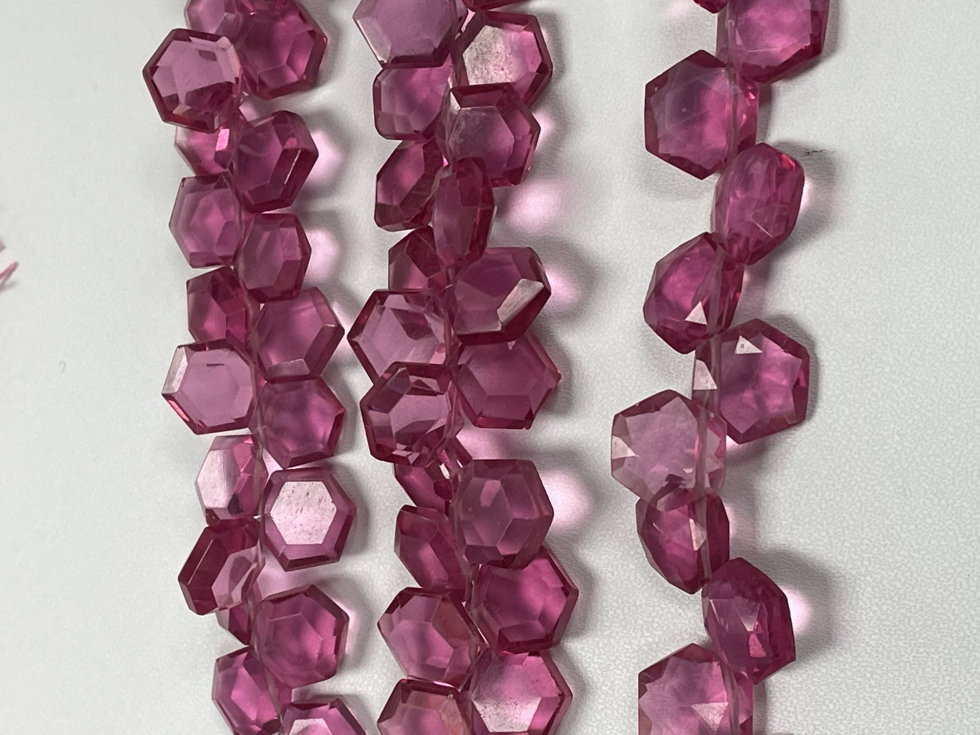 Rubilite Hydro Quartz Hexagon Faceted