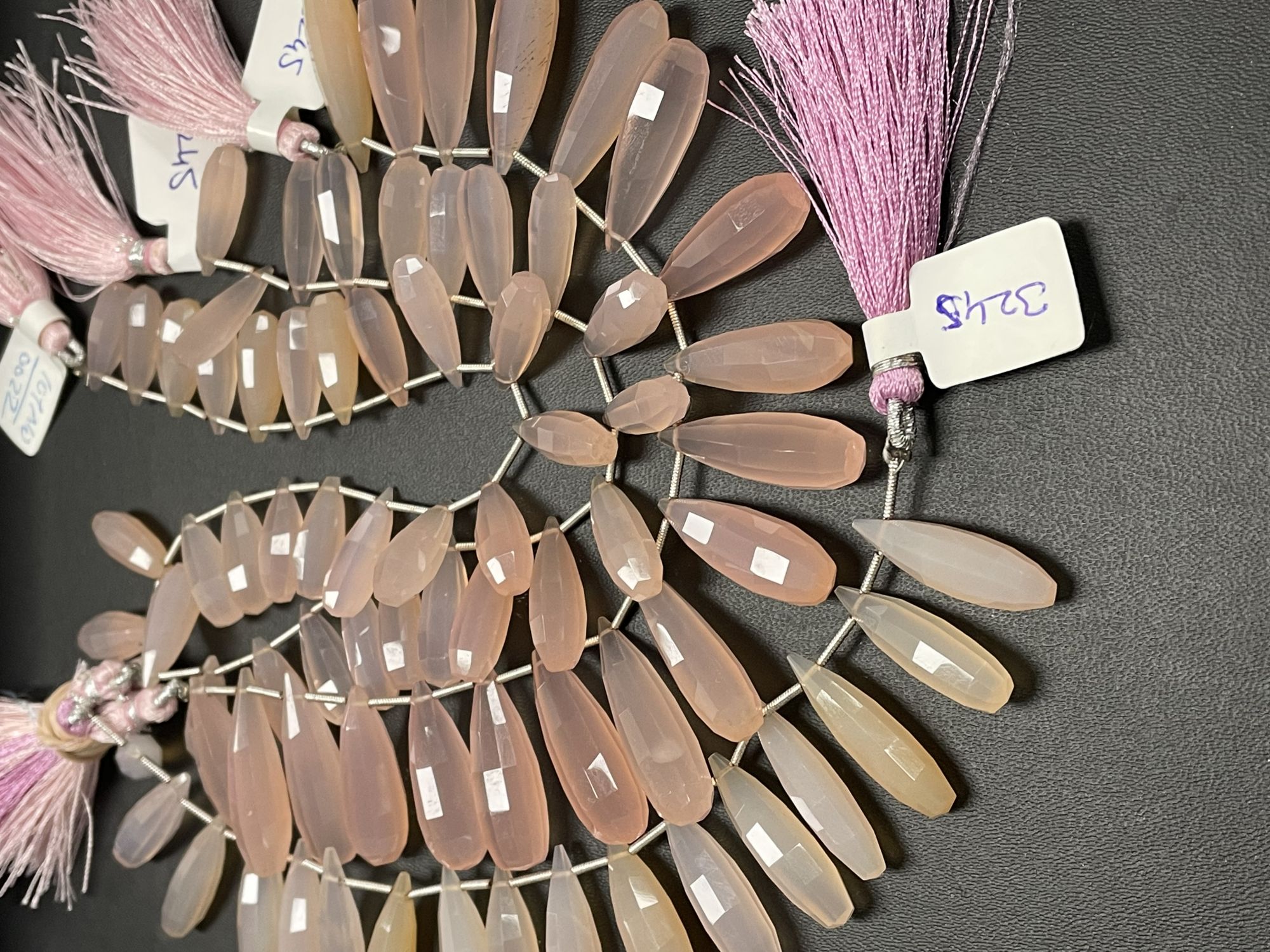 Pink Chalcedony Long Drop Faceted