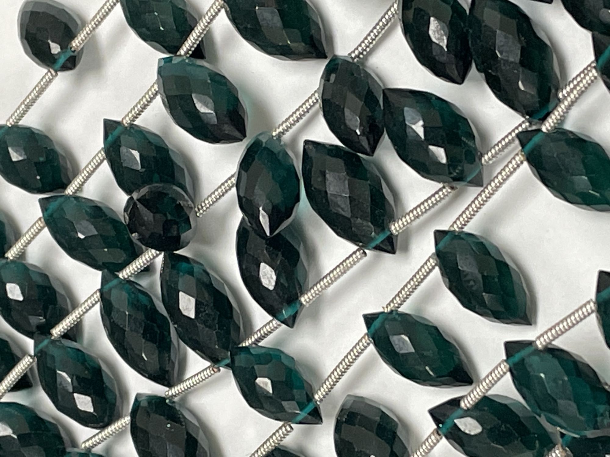 Teal Hydro Quartz Puff Marquise Faceted