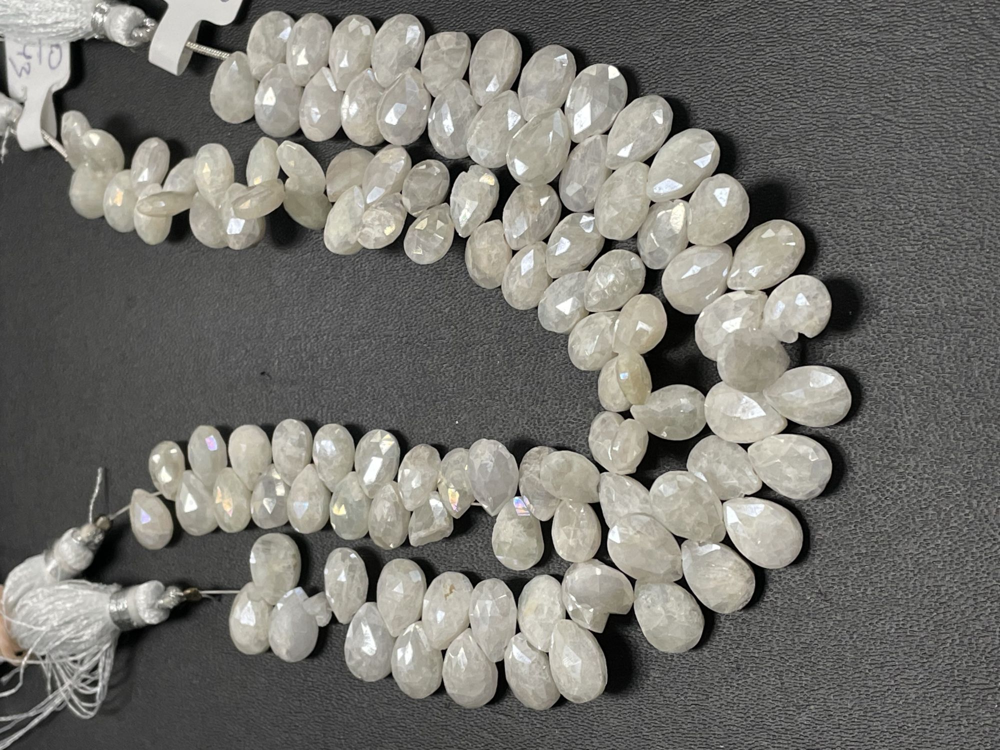 Pearl White Silverite Pear Faceted