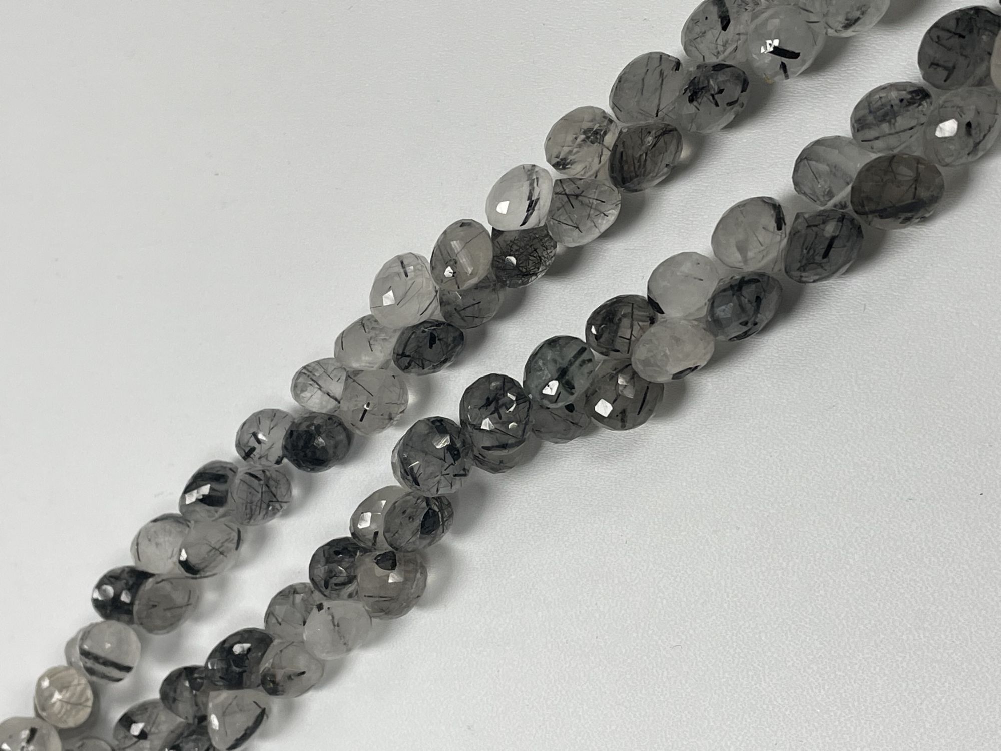 Black Tourmalated Quartz Onion Faceted