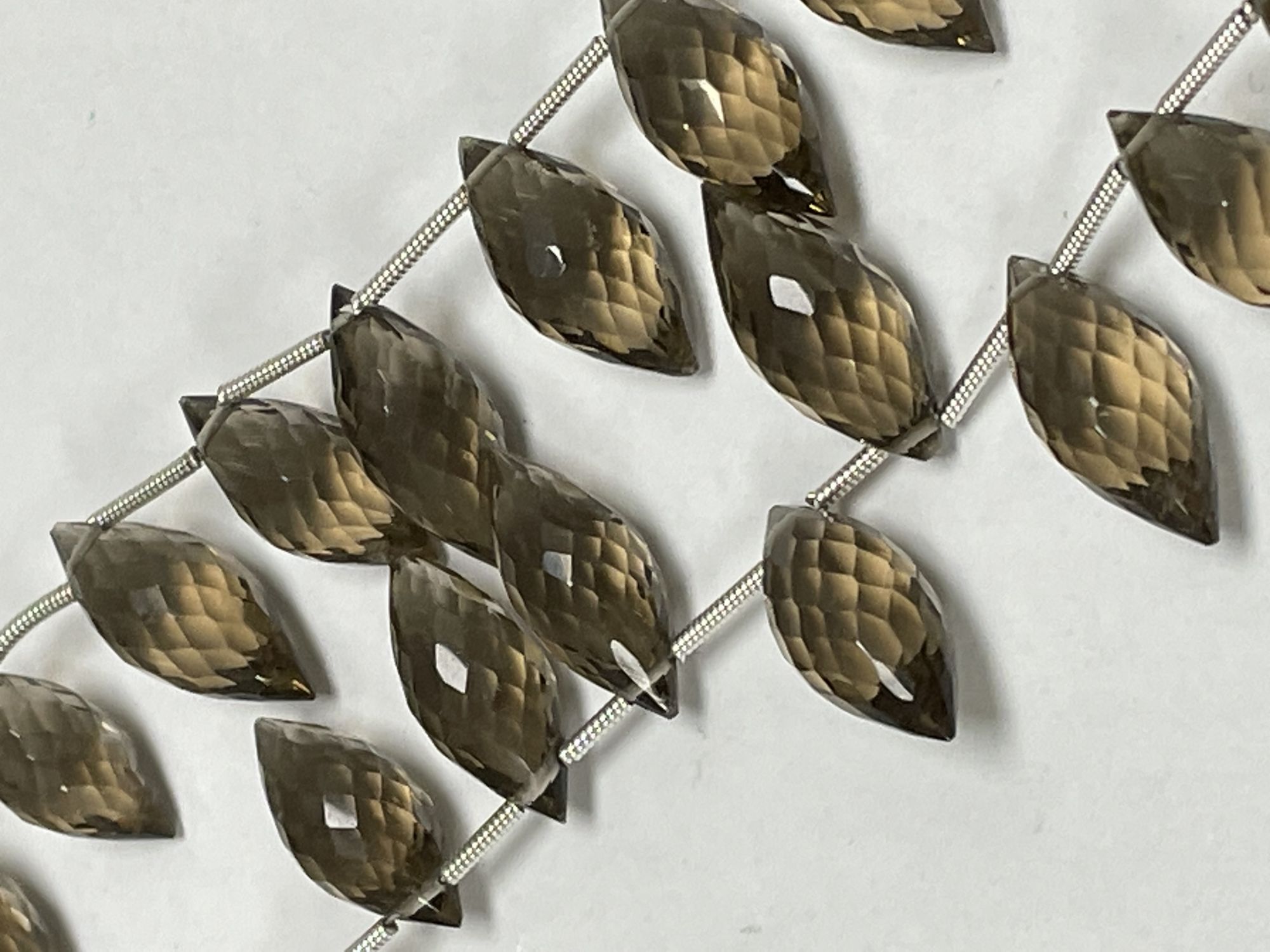 Brown Hydro Quartz Puff Marquise Faceted