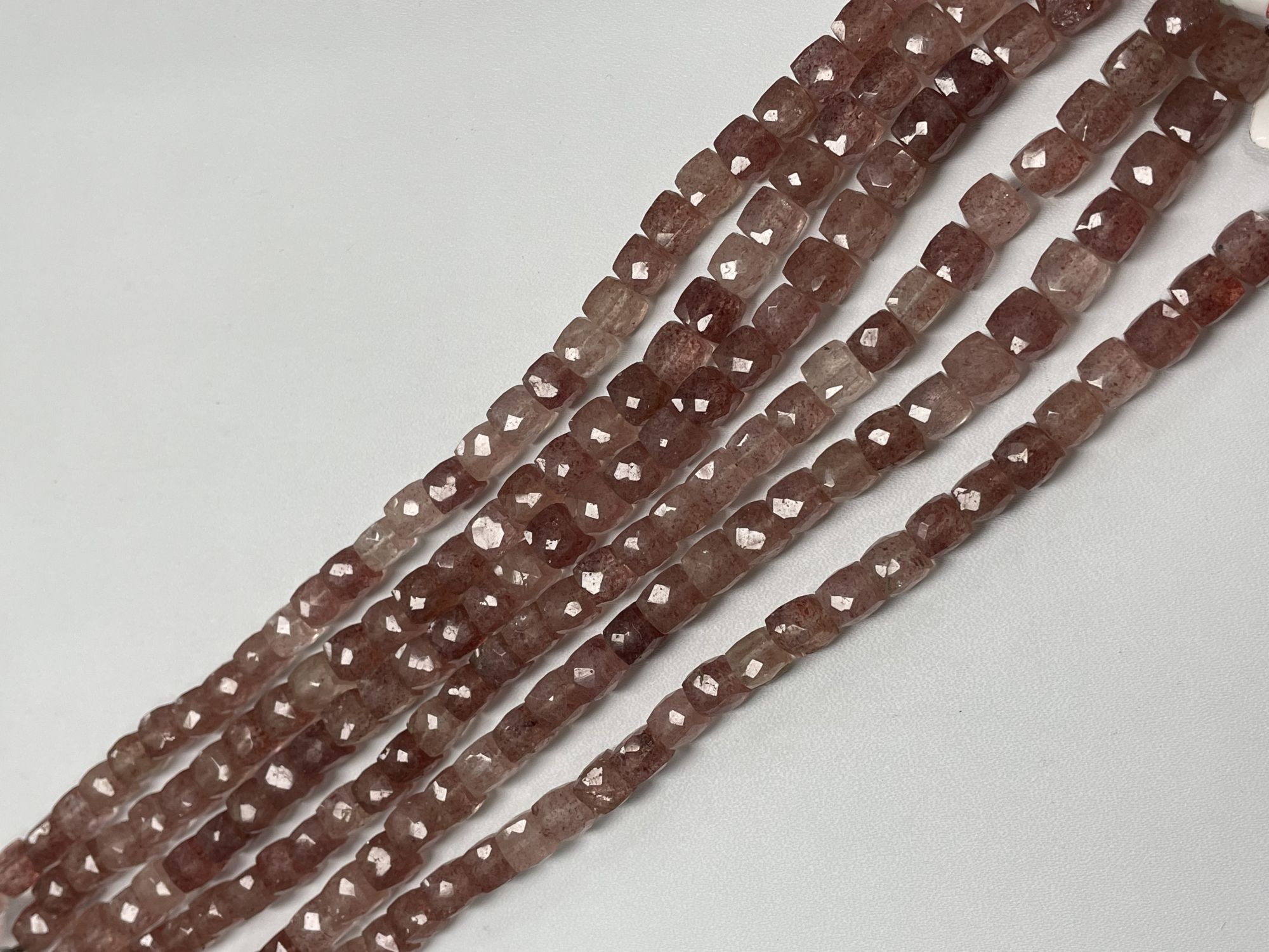 Strawberry Quartz Cubes Faceted