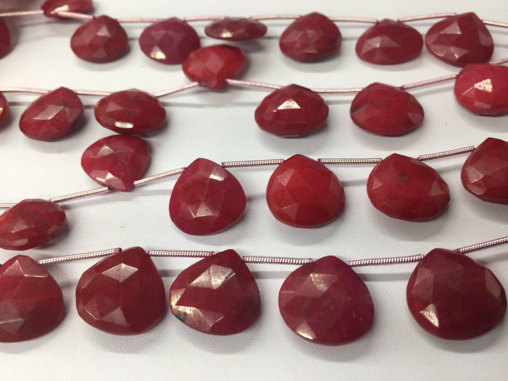 Ruby Hearts Faceted (Heat Treated)