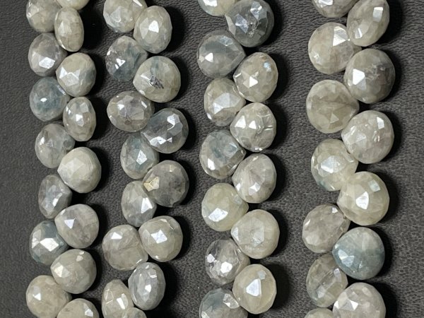 Grey White Silverite Heart Faceted