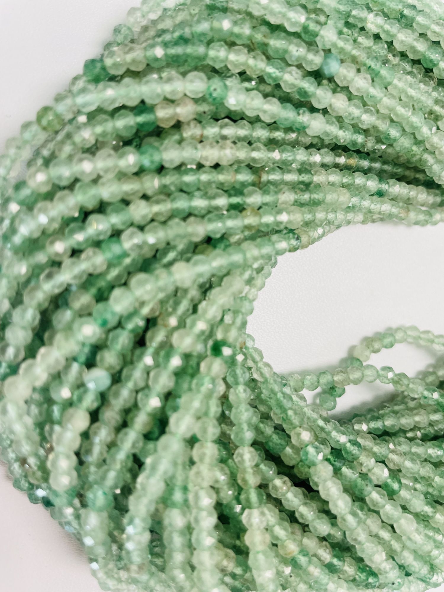 Green Strawberry Quartz Rondelle Faceted