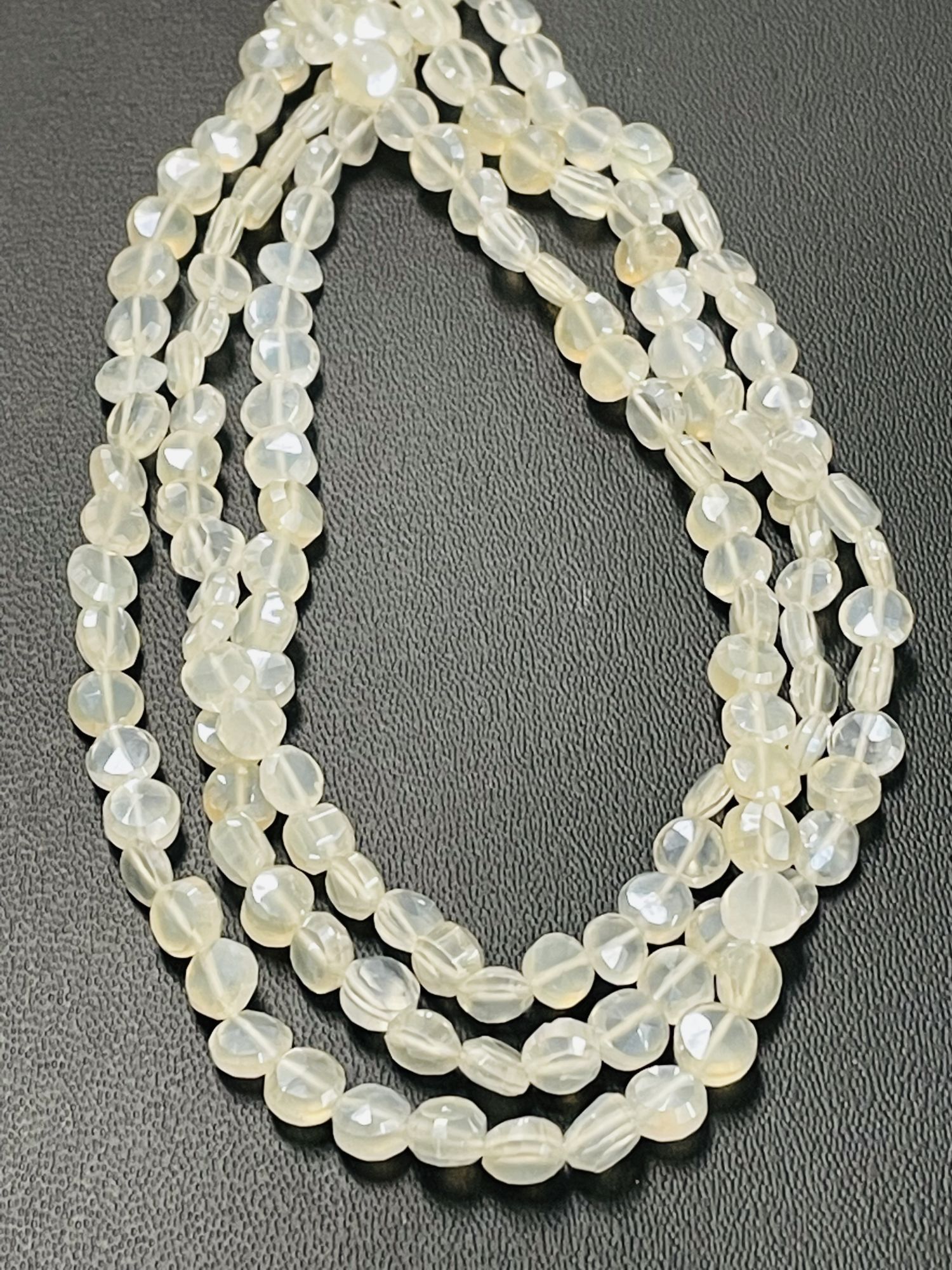 Pearl White Chalcedony Coin Faceted