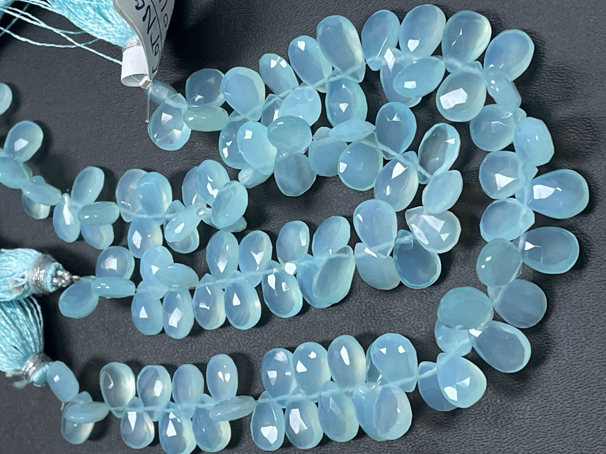 Aqua Chalcedony Pear Faceted