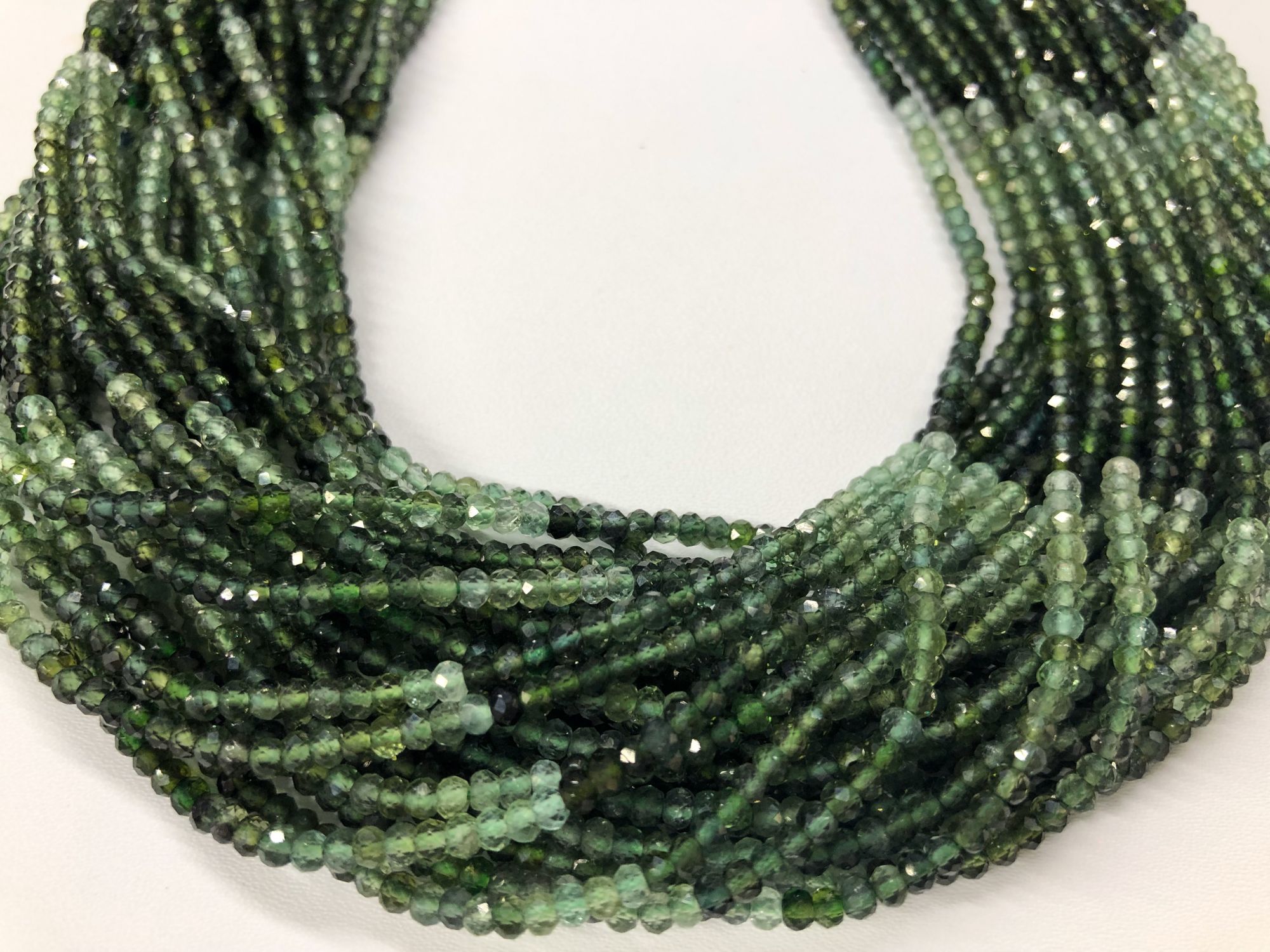 Shaded Green Tourmaline Rondelle Faceted