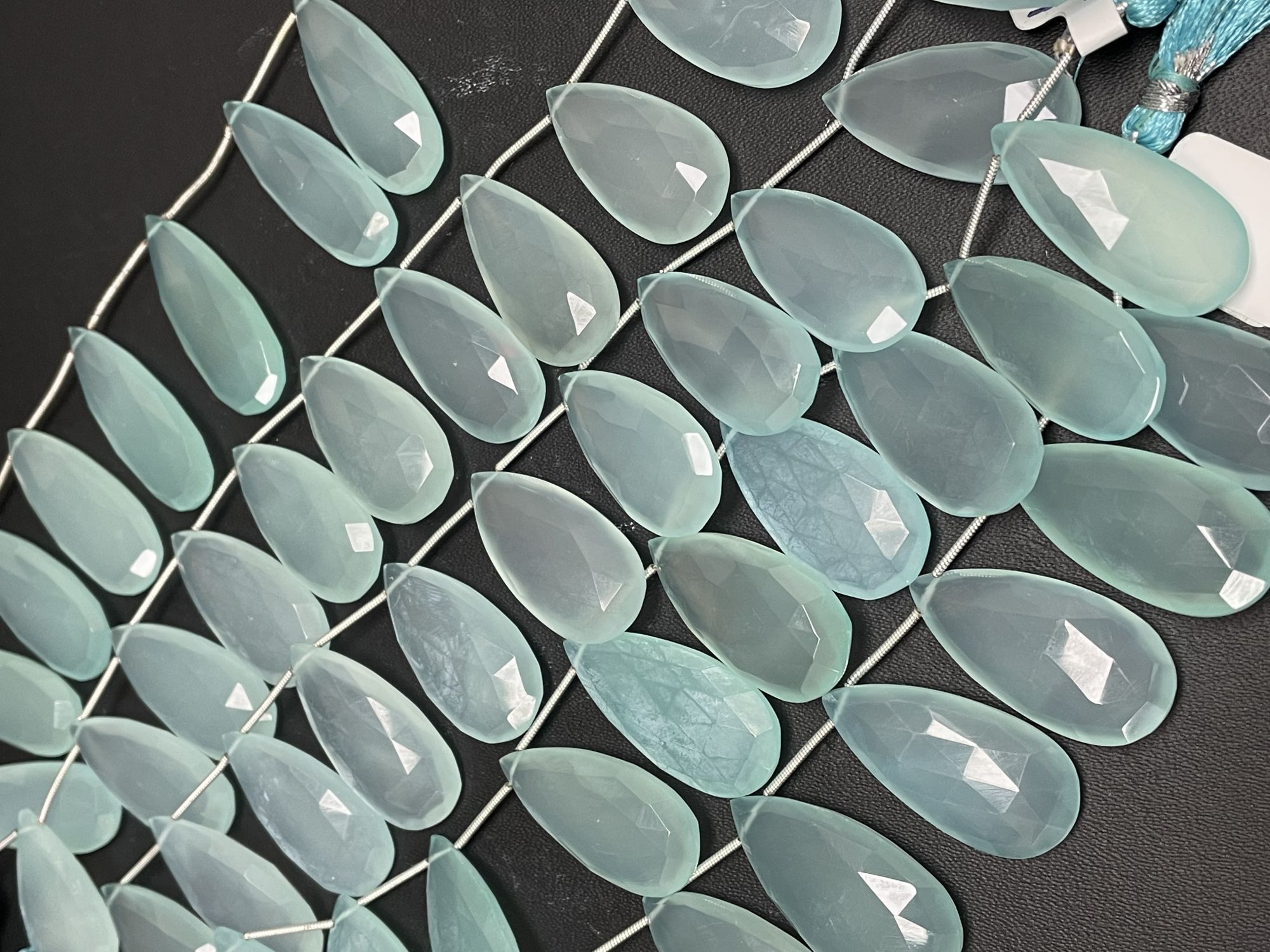Aqua Chalcedony Long Pear Faceted