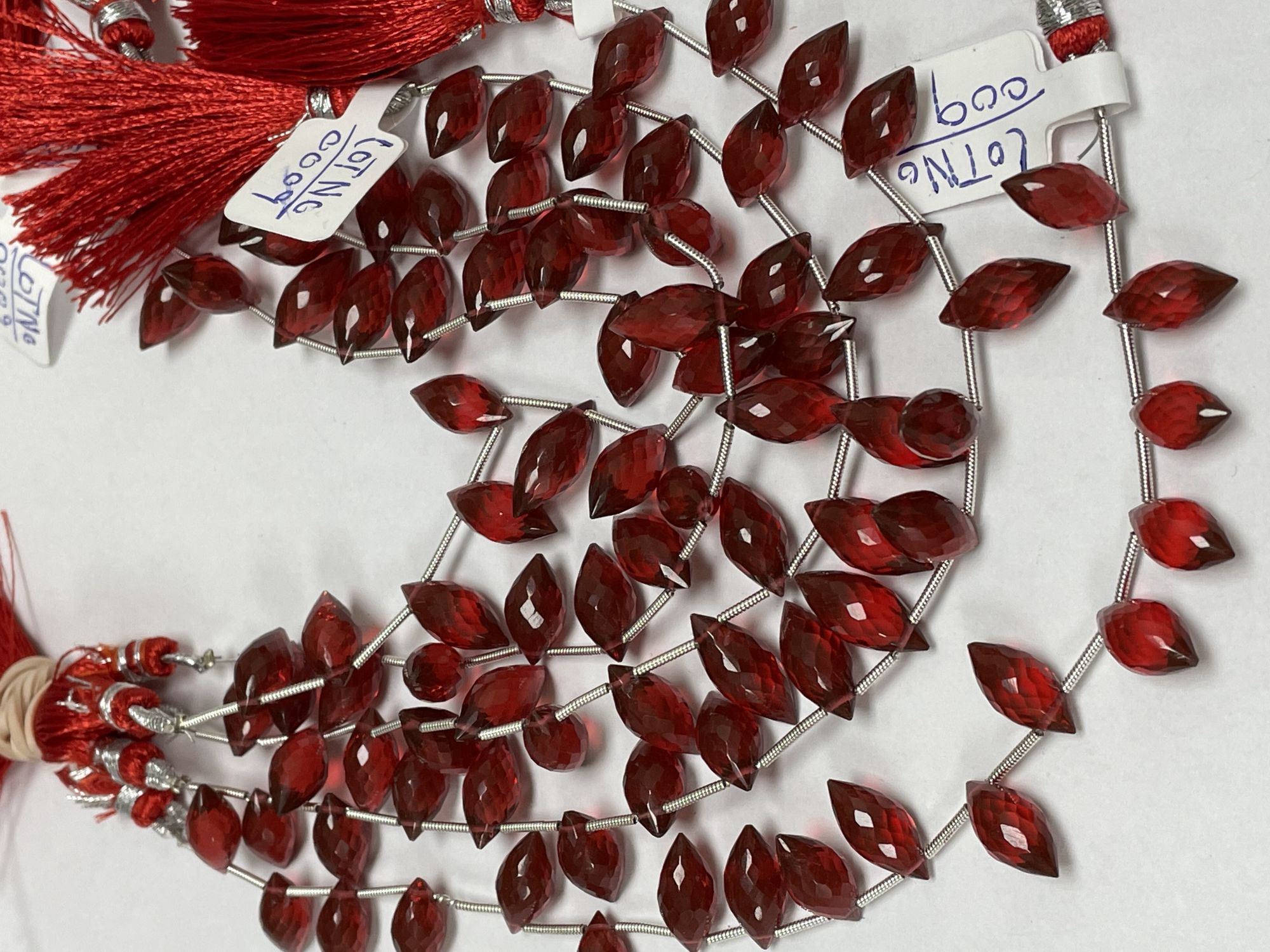 Red Hydro Quartz Puff Marquise Faceted